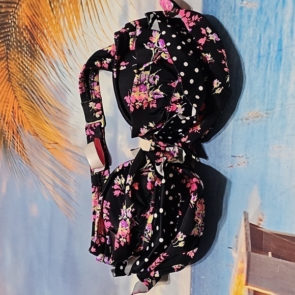 Victoria Secret Polka Dot Floral Bikini Top‎ - Picture 2 of 6
